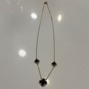 Van Cleef (fake) Gold and Black Clover Necklace